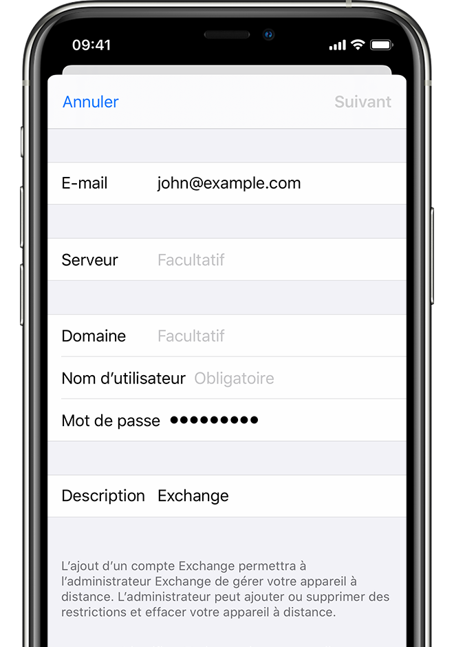 Configurer Exchange ActiveSync sur votre iPhone ou iPad – Assistance Apple  (CA)