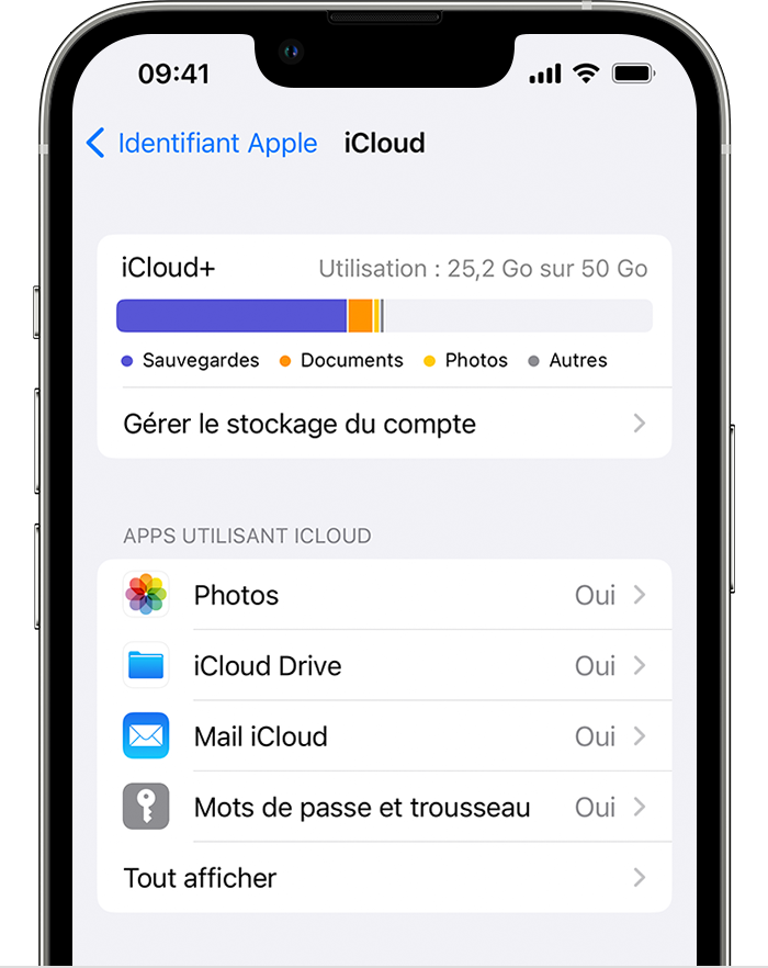 Choisir les apps à utiliser avec iCloud sur votre iPhone