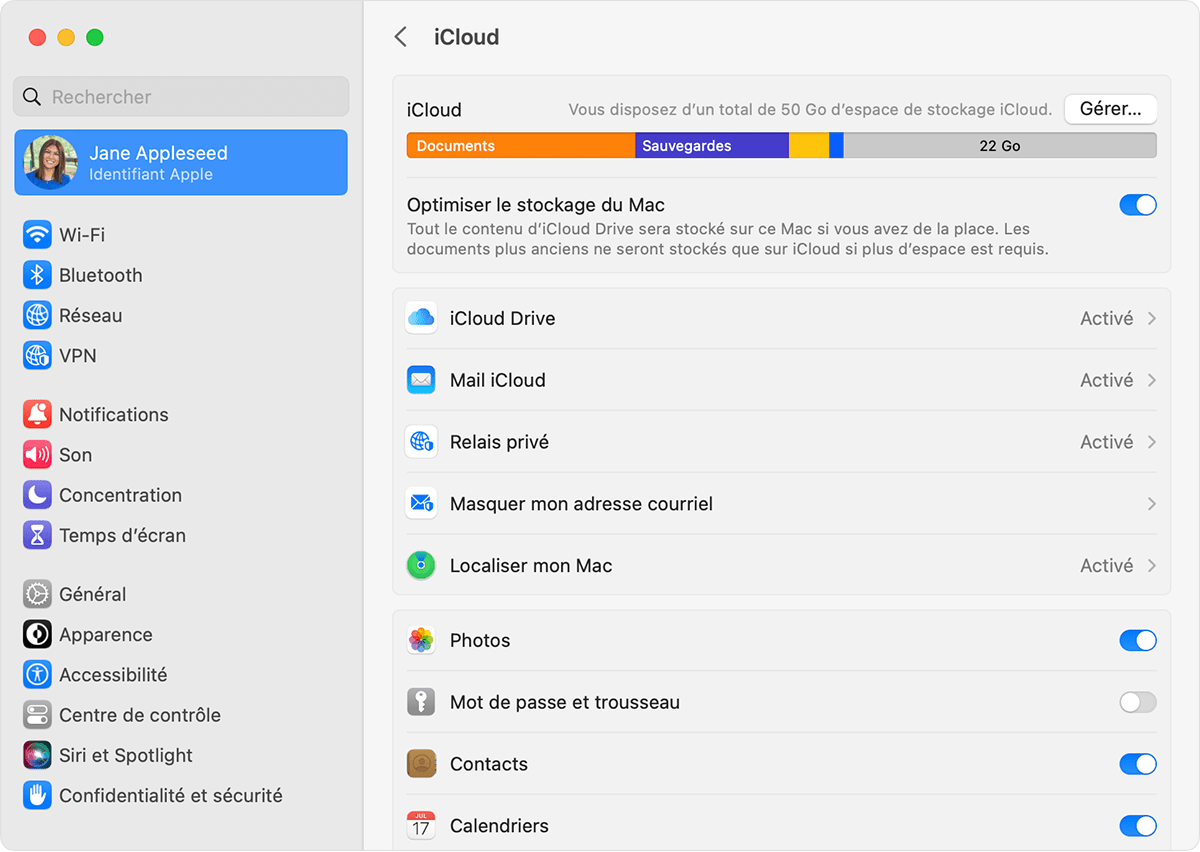 Choisir les apps à utiliser avec iCloud sur votre Mac