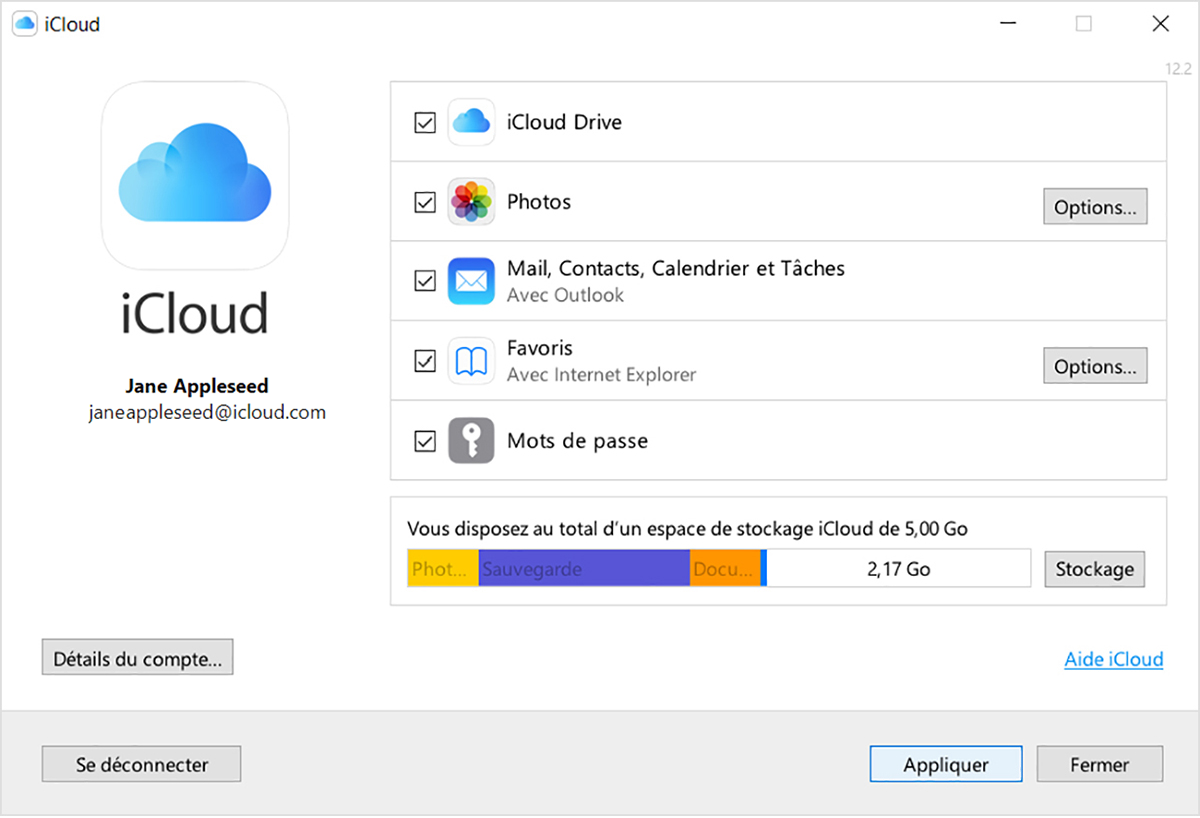 Choisir les apps à utiliser avec iCloud sur votre PC Windows
