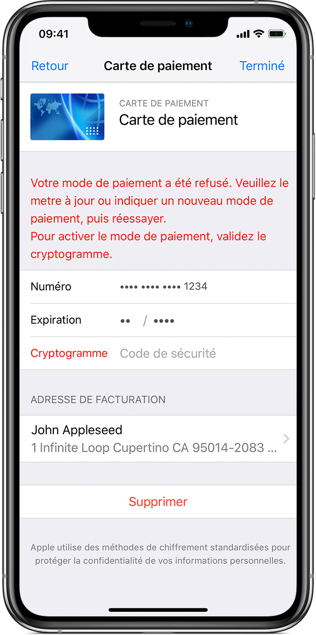 App Store Mode De Paiement Refusé