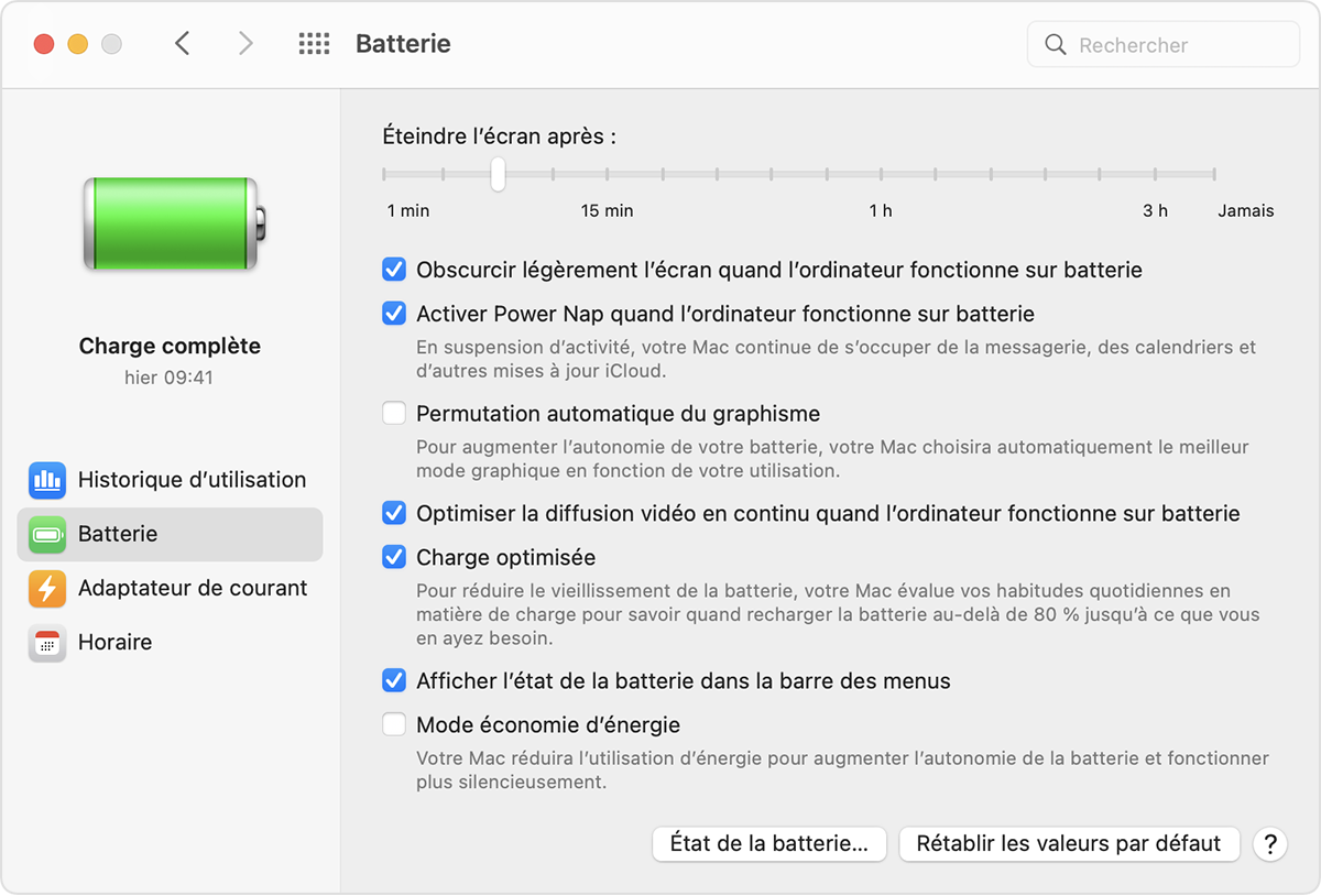 Obtenir de l'aide pour la batterie de votre ordinateur portable Mac –  Assistance Apple (CA)