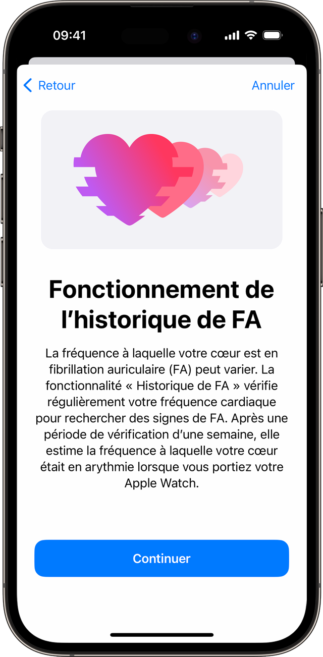 iPhone présentant l’écran de configuration de l’historique de FA
