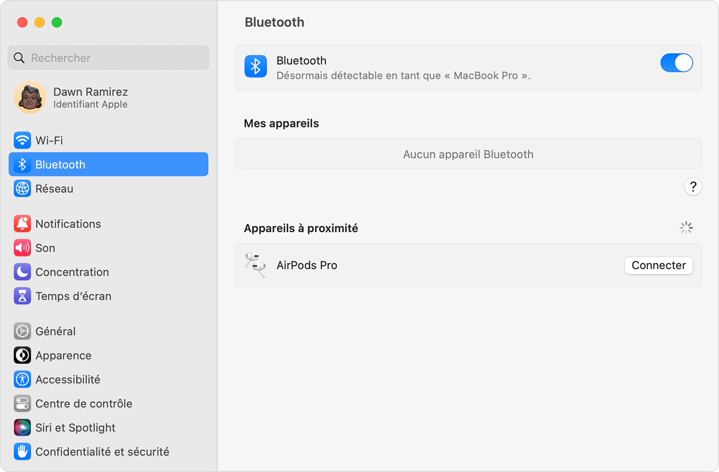 Configurer des AirPods avec votre Mac et d'autres appareils Bluetooth -  Assistance Apple (CI)