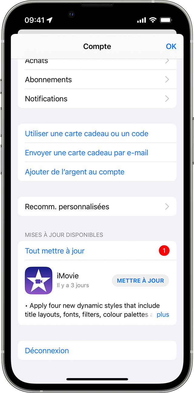 Mettre à jour des apps manuellement sur votre appareil Apple - Assistance  Apple (FR)