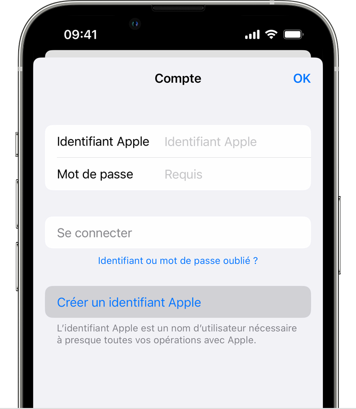 Créer un identifiant Apple dans l’App Store sur iPhone