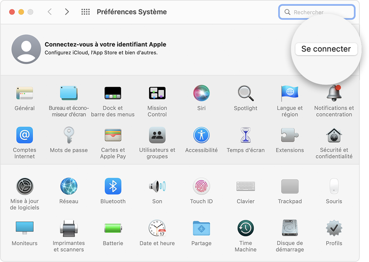 Se connecter sur un Mac avec un identifiant Apple.