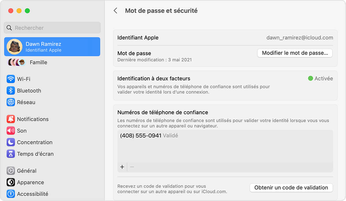 Modifier le mot de passe associé à votre identifiant Apple sur Mac