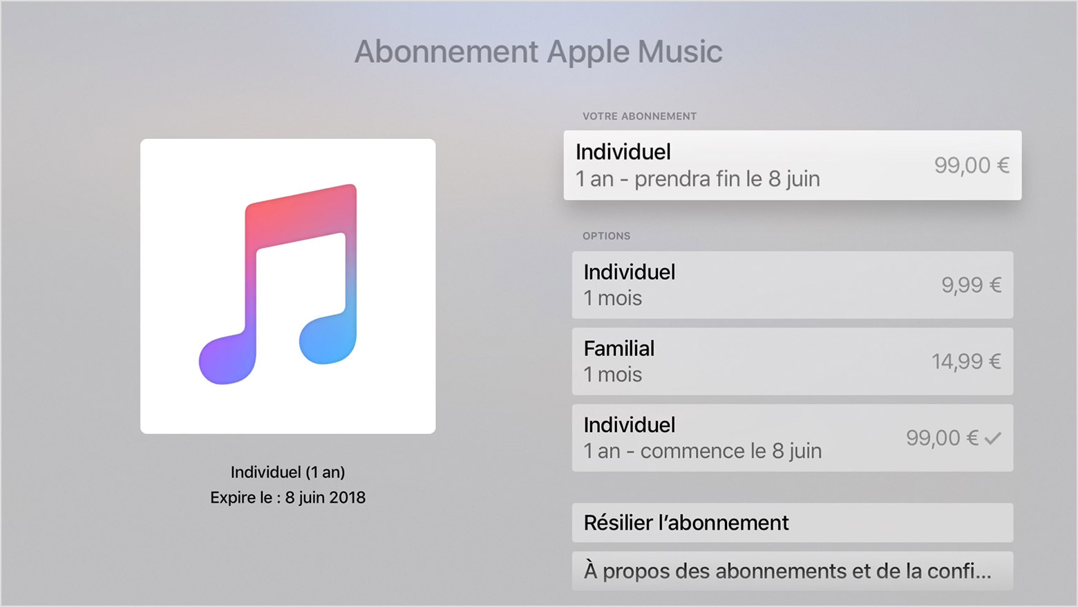 Gérer votre abonnement à Apple Music sur votre iPhone, iPad, iPod touch, Mac, PC ou Apple TV ...