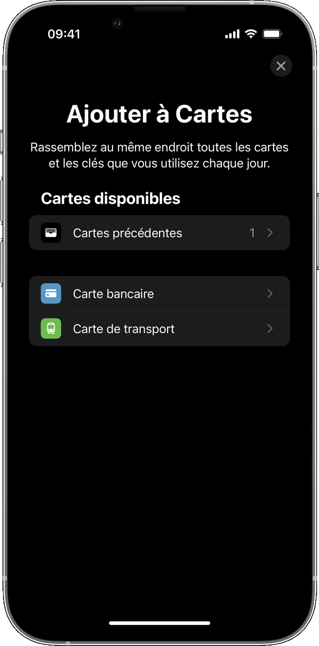 Ajouter une carte de paiement à l’app Cartes dans l’app Watch sur votre iPhone