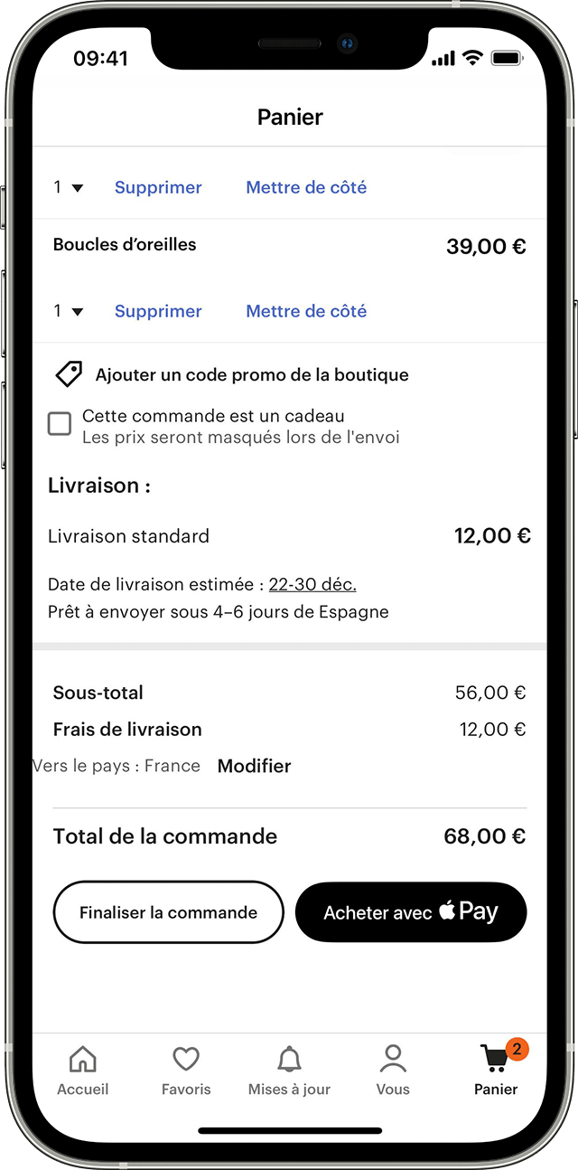 Achats à l’aide d’Apple Pay en ligne ou depuis des apps