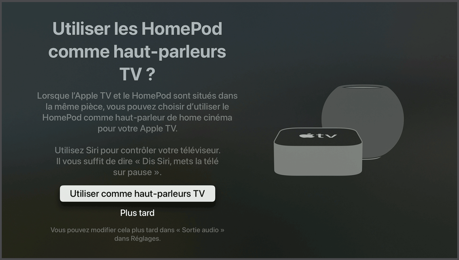 Configurer un son home cinéma avec le HomePod ou le HomePod mini et l'Apple  TV 4K - Assistance Apple (FR)