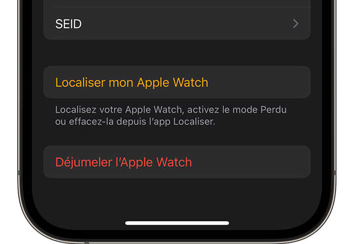 Déjumeler votre Apple Watch de votre iPhone dans l’app Apple Watch