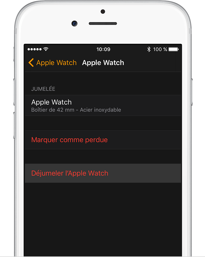 Désactivation du jumelage entre une Apple Watch et un iPhone
