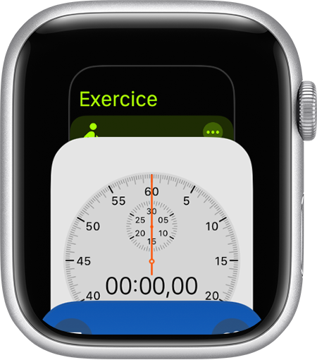 Écran de l’Apple Watch affichant le sélecteur d’app