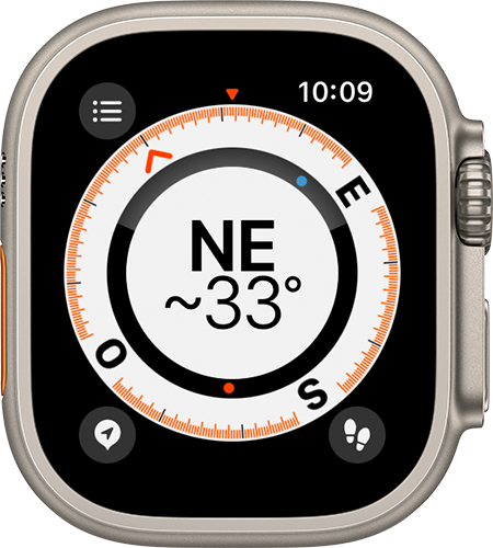 Apple Watch affichant l’app Boussole