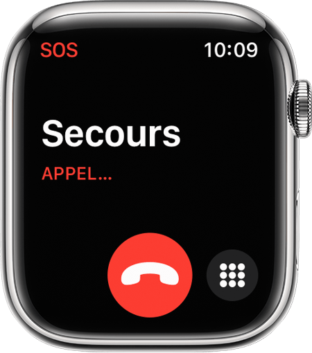 Apple Watch affichant l’écran Appel d’urgence