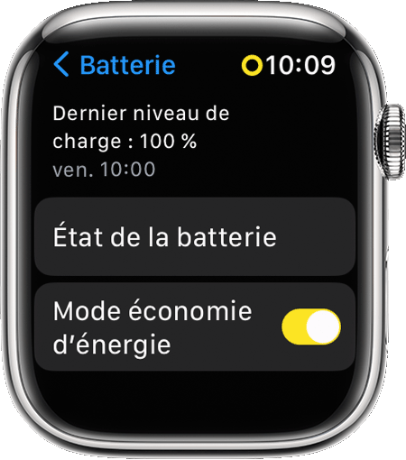 Utiliser le mode économie d'énergie sur votre Apple Watch - Assistance Apple  (FR)