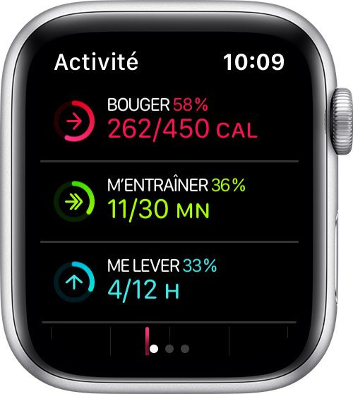 Cadran d’Apple Watch affichant la progression des anneaux d’activité