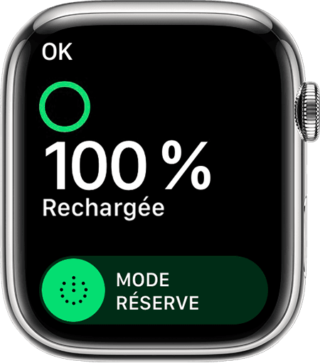Apple Watch affichant son niveau de charge