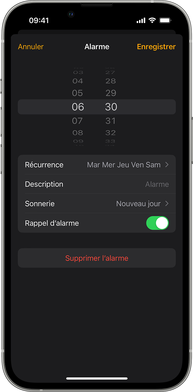 Modifier une alarme sur l’iPhone