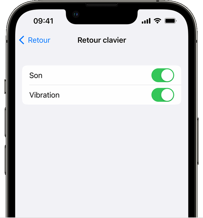 Modifier les sons ou les vibrations du clavier de l'iPhone - Assistance  Apple (FR)
