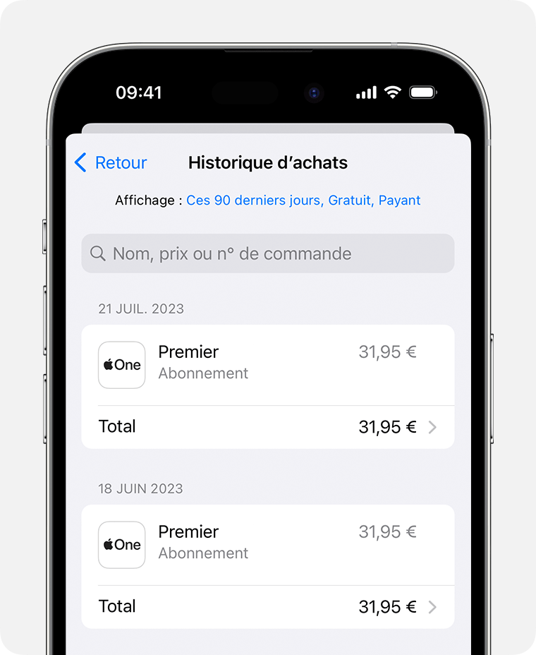 Consulter l'historique de vos achats dans l'App Store, l'iTunes Store et  d'autres services multimédias Apple - Assistance Apple