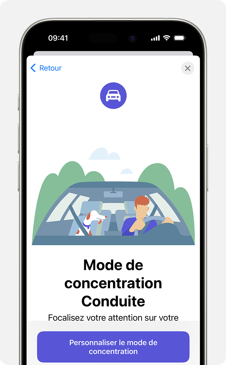 Utiliser le mode de concentration Conduite sur votre iPhone pour vous  concentrer sur la route - Assistance Apple (FR)