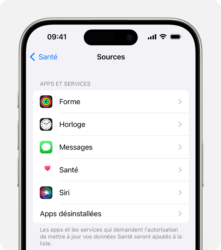 Activer ou désactiver l'accès de Siri aux données de votre app Santé -  Assistance Apple (FR)