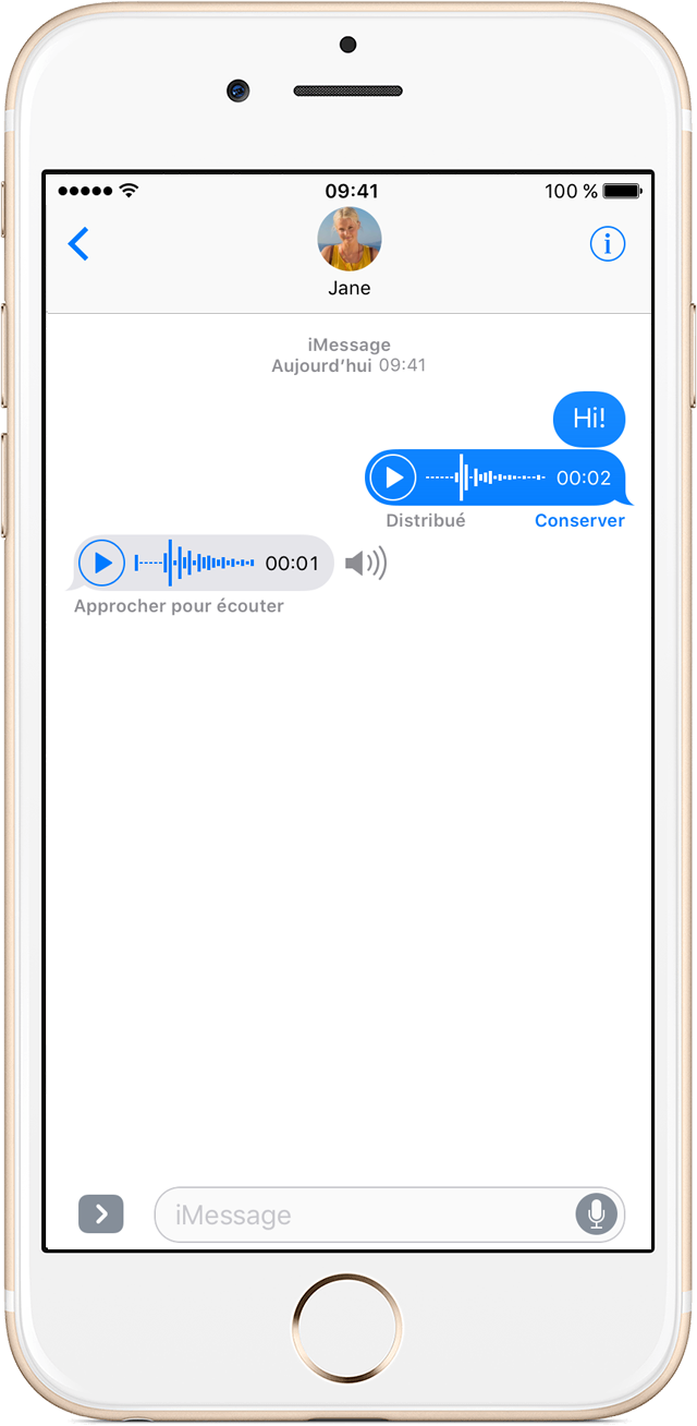 Envoi de messages audio, de photos et de vidéos depuis votre iPhone