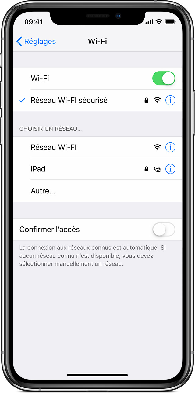 Connexion à un réseau Wi-Fi sur votre iPhone, iPad ou iPod touch ...