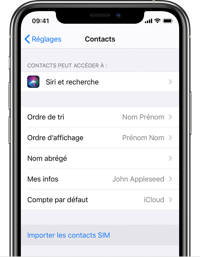 Importation Des Contacts De Votre Carte Sim Sur Votre Iphone Assistance Apple