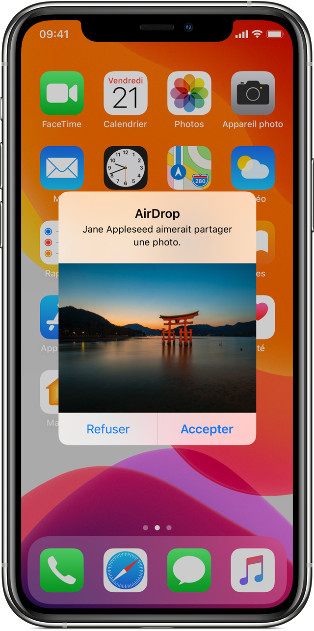 Utilisation de la fonctionnalité AirDrop sur un iPhone, iPad ou iPod