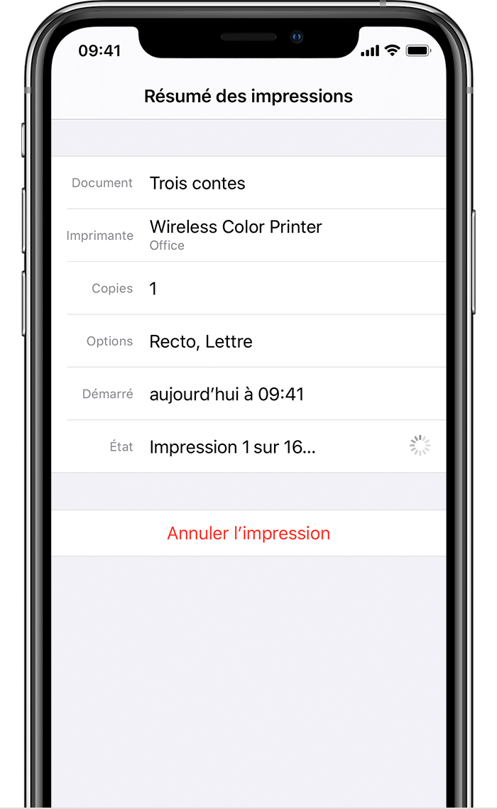 Impression à l'aide d'AirPrint depuis votre iPhone, iPad ou iPod touch -  Assistance Apple (FR)