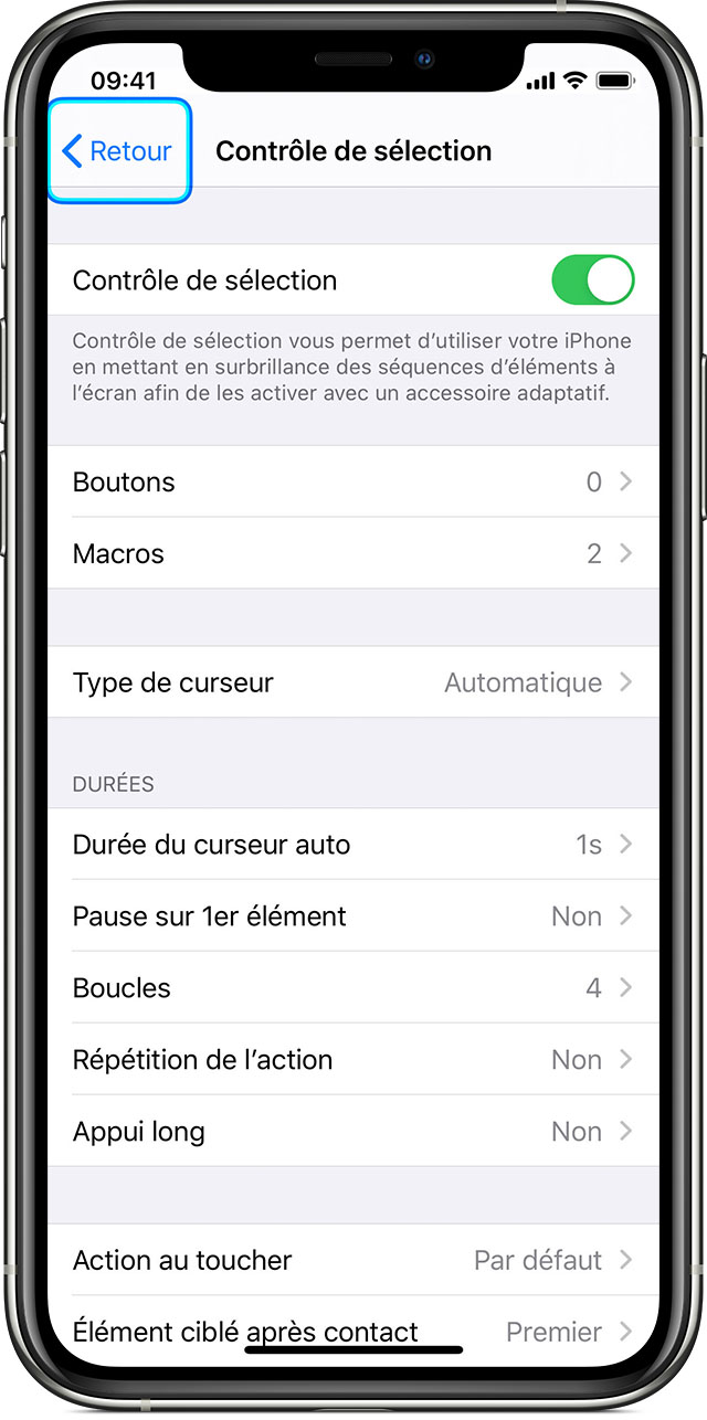 Utiliser le Contrôle de sélection pour naviguer sur votre iPhone, iPad ou  iPod touch - Assistance Apple (FR)