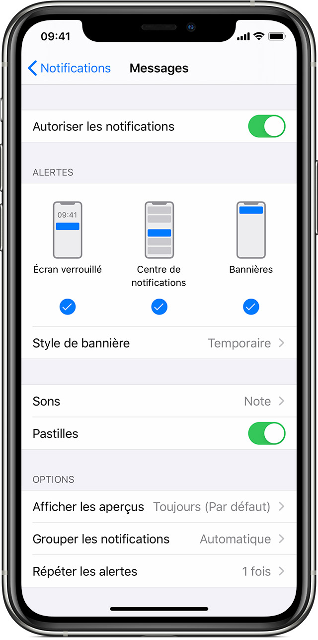 Utilisation des notifications sur votre iPhone, iPad et iPod touch