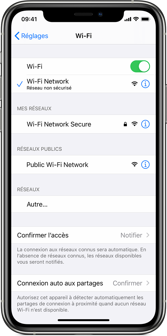 Connexion A Un Reseau Wi Fi Sur Votre Iphone Ipad Ou Ipod Touch Assistance Apple