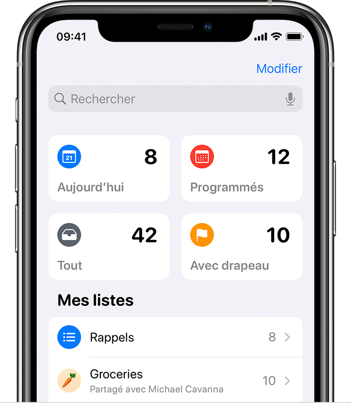 Utilisation des rappels sur votre iPhone, iPad ou iPod touch