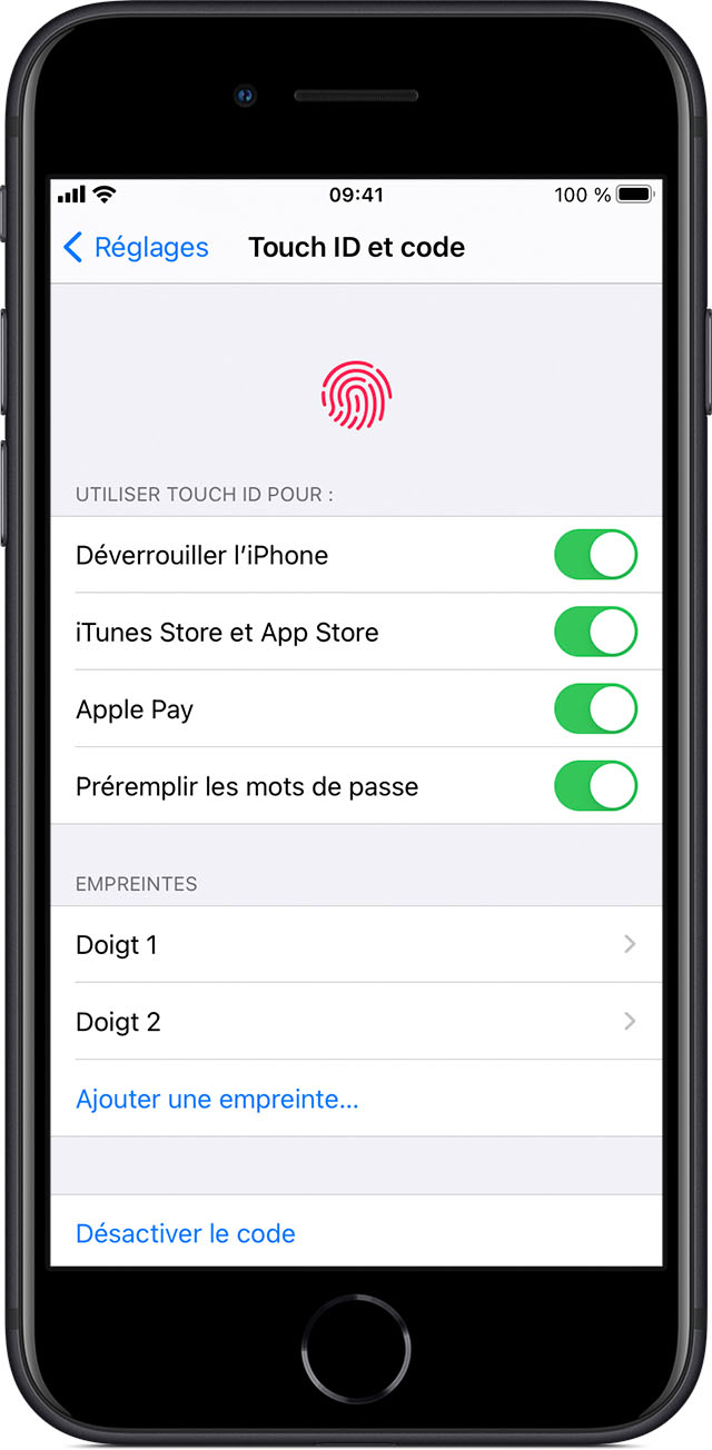 Application Indisponible Dans Votre Pays Iphone Utilisation de la fonctionnalité Touch ID sur l’iPhone et l’iPad