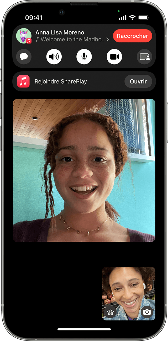iPhone affichant l’option Rejoindre SharePlay lors d’un appel FaceTime