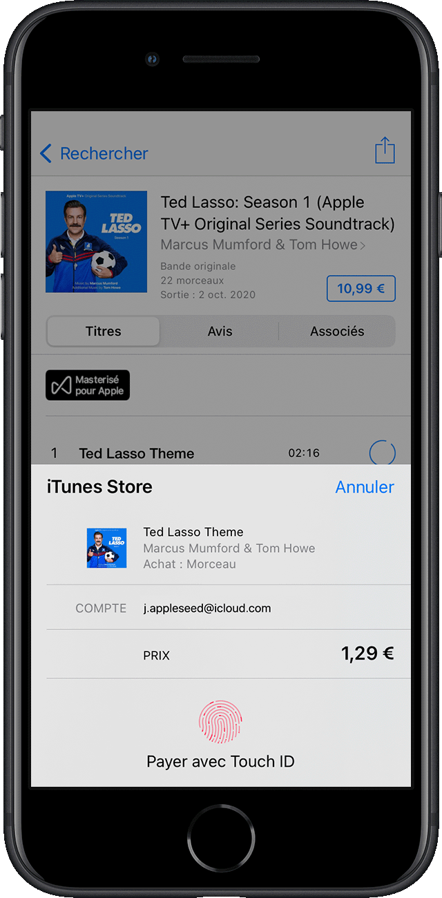 Beli lagu di iTunes Store melalui Touch ID