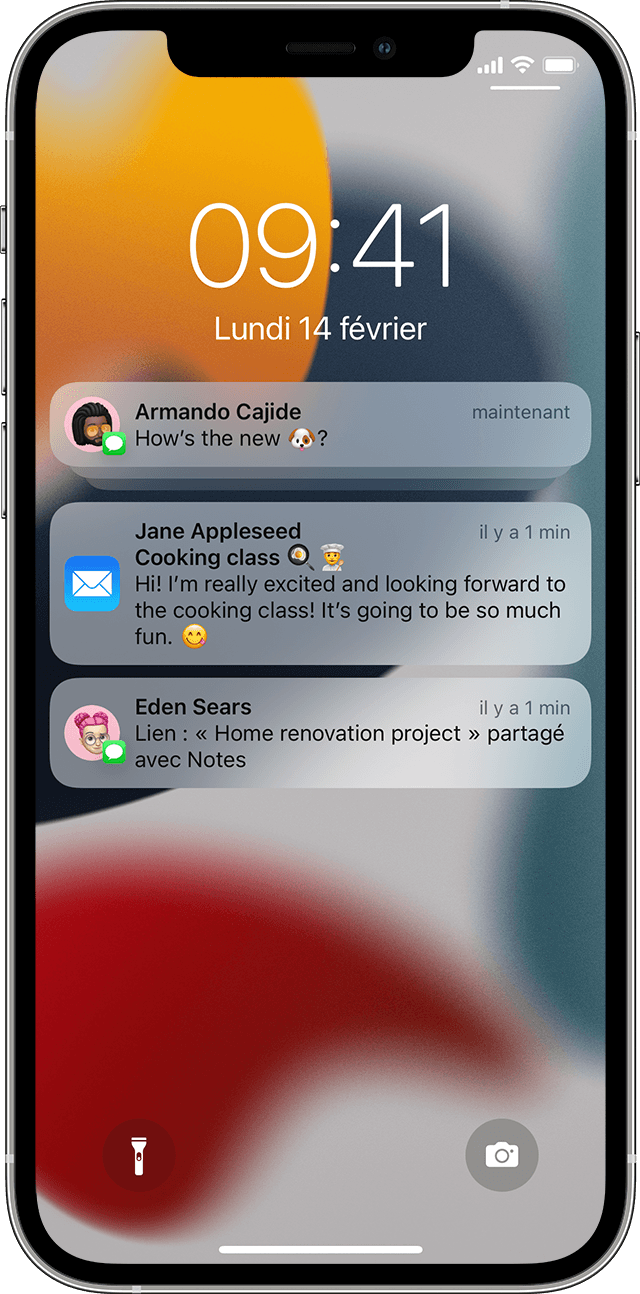 écran affichant des notifications sur l’iPhone 12 Pro