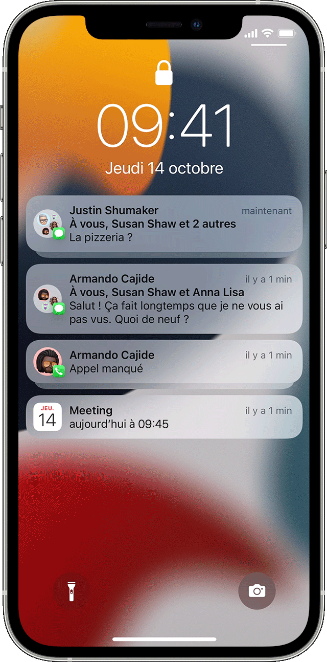 iPhone montrant comment ouvrir les notifications sur l’écran verrouillage