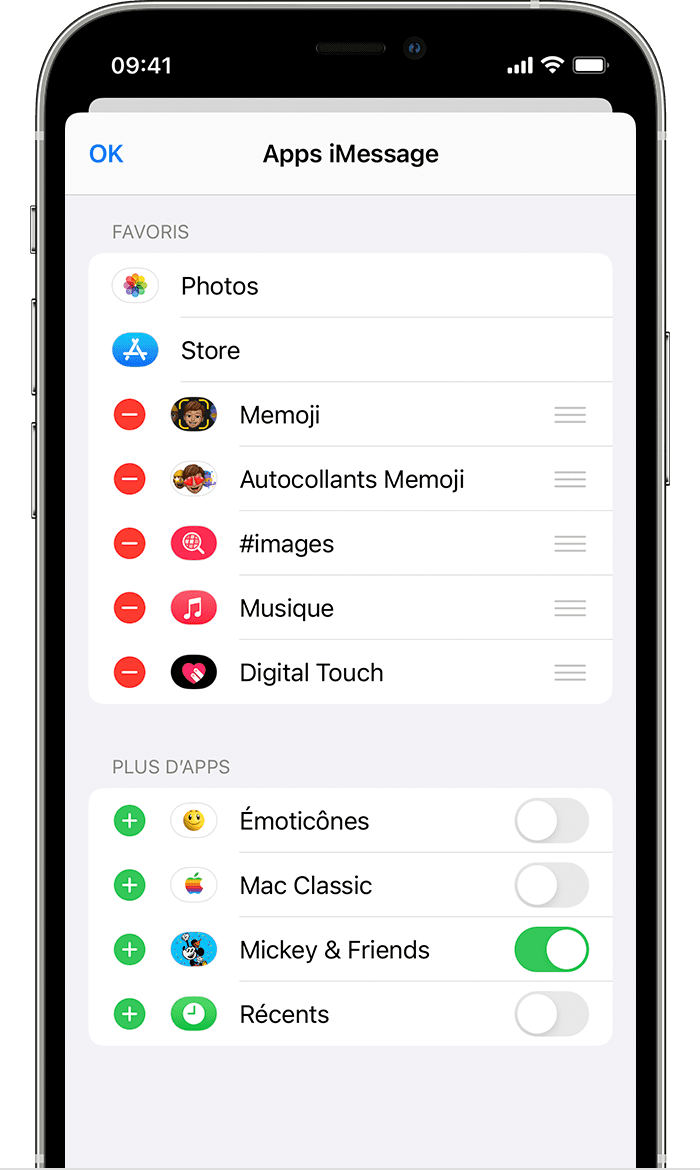 iPhone montrant comment supprimer ou ajouter des apps iMessage