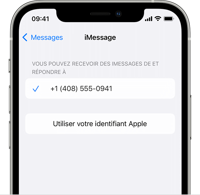 iPhone affichant comment sélectionner les réglages iMessage