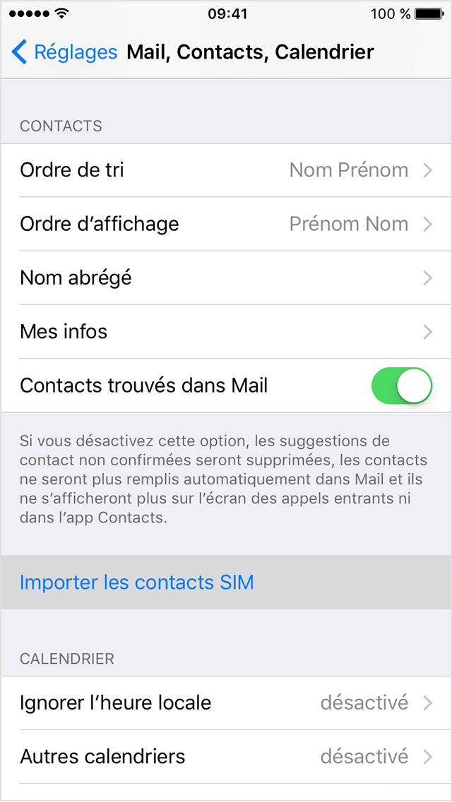 Importation des contacts de votre carte SIM sur votre iPhone