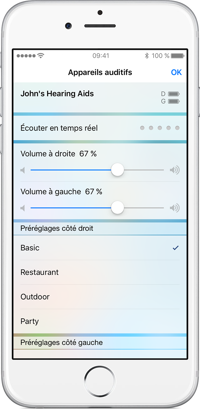 écoute En Temps Réel Iphone Utilisation de la fonction d’écoute en temps réel avec un appareil