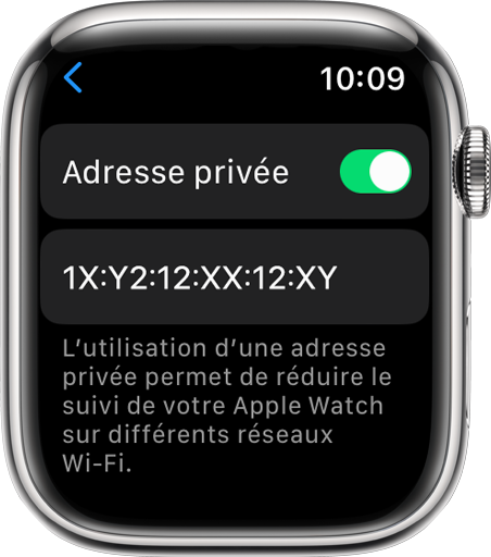 Sur l’Apple Watch, activez ou désactivez Adresse privée