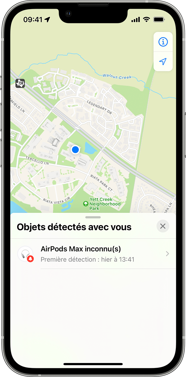 AirTag inconnu sur la carte dans l’app Localiser