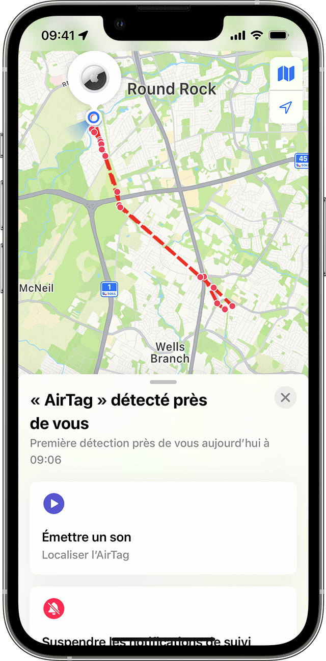 Objet inconnu affiché sur la carte dans l’app Localiser sur iPhone